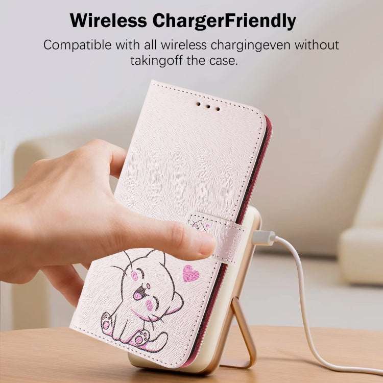 For iPhone 16e Art Colored Drawing Pattern Leather Phone Case(Cute cat) - iPhone 16e Cases by buy2fix | Online Shopping UK | buy2fix
