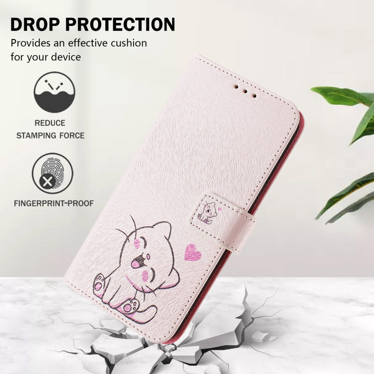 For iPhone 16e Art Colored Drawing Pattern Leather Phone Case(Cute cat) - iPhone 16e Cases by buy2fix | Online Shopping UK | buy2fix