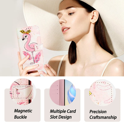 For iPhone 16e Art Colored Drawing Pattern Leather Phone Case(Flamingo) - iPhone 16e Cases by buy2fix | Online Shopping UK | buy2fix