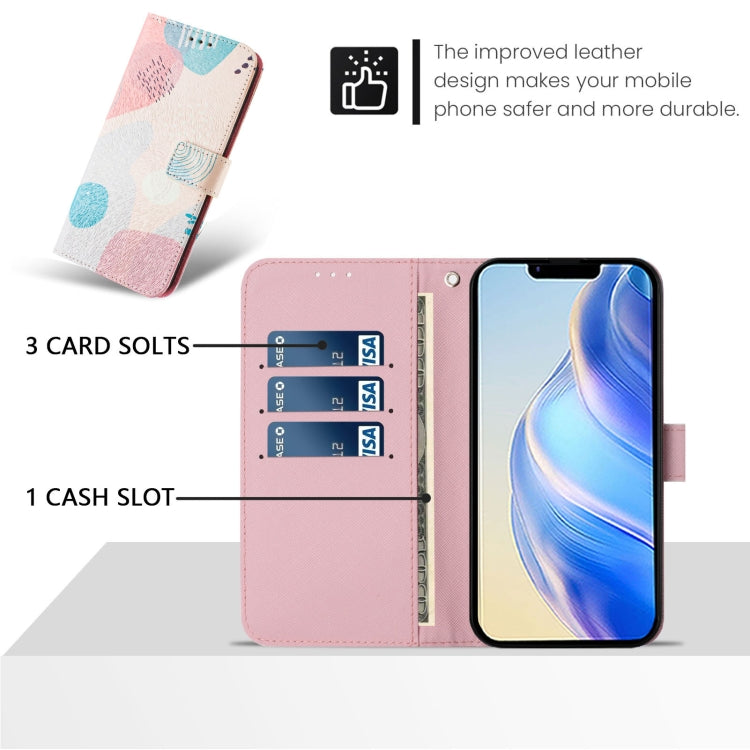 For iPhone 16e Art Colored Drawing Pattern Leather Phone Case(Graffiti puzzle) - iPhone 16e Cases by buy2fix | Online Shopping UK | buy2fix