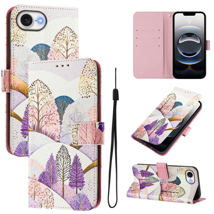 For iPhone 16e Art Colored Drawing Pattern Leather Phone Case(Landscape) - iPhone 16e Cases by buy2fix | Online Shopping UK | buy2fix