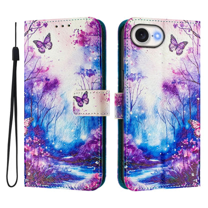For iPhone 16e Art Colored Drawing Pattern Leather Phone Case(Dreamland) - iPhone 16e Cases by buy2fix | Online Shopping UK | buy2fix