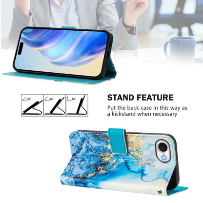 For iPhone 16e Art Colored Drawing Pattern Leather Phone Case(Ocean marble) - iPhone 16e Cases by buy2fix | Online Shopping UK | buy2fix