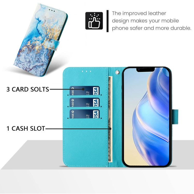 For iPhone 16e Art Colored Drawing Pattern Leather Phone Case(Ocean marble) - iPhone 16e Cases by buy2fix | Online Shopping UK | buy2fix