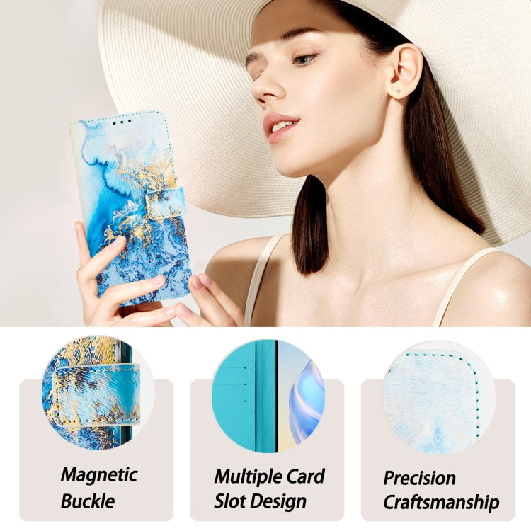 For iPhone 16e Art Colored Drawing Pattern Leather Phone Case(Ocean marble) - iPhone 16e Cases by buy2fix | Online Shopping UK | buy2fix