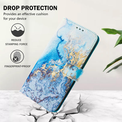 For iPhone 16e Art Colored Drawing Pattern Leather Phone Case(Ocean marble) - iPhone 16e Cases by buy2fix | Online Shopping UK | buy2fix
