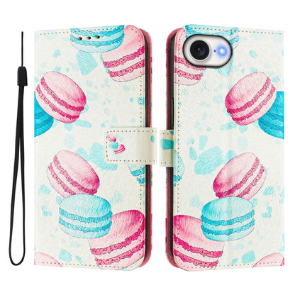 For iPhone 16e Art Colored Drawing Pattern Leather Phone Case(Cake) - iPhone 16e Cases by buy2fix | Online Shopping UK | buy2fix