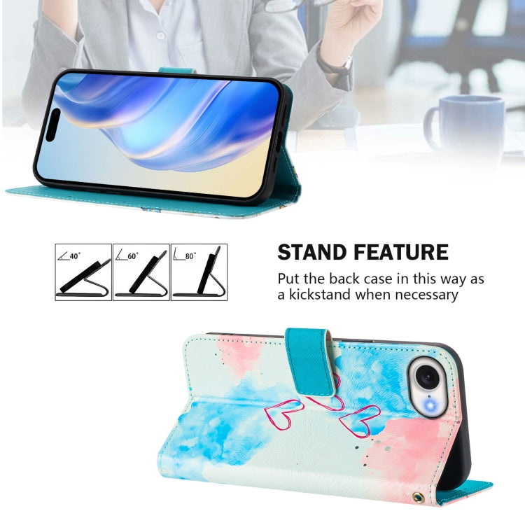 For iPhone 16e Art Colored Drawing Pattern Leather Phone Case(LOVE ME) - iPhone 16e Cases by buy2fix | Online Shopping UK | buy2fix