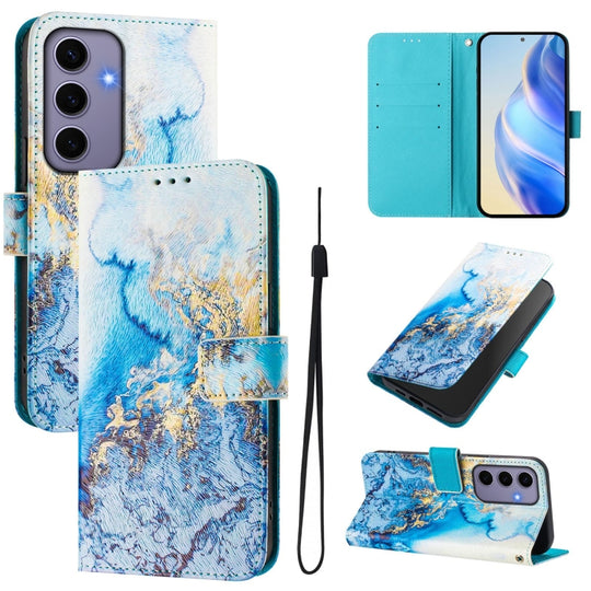 For Samsung Galaxy S24 5G Art Colored Drawing Pattern Leather Phone Case(Ocean marble)