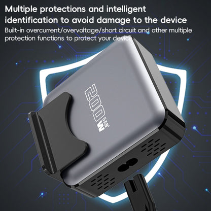 200W GaN 3 Type-C 2 USB Multi Ports Sharing Desktop Charger, Plug:UK Plug(Grey) - Multifunction Charger by buy2fix | Online Shopping UK | buy2fix