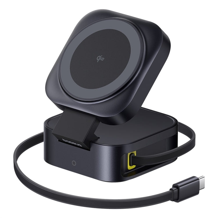 Baseus OS PicoGo Qi2 67W 2 in 1 Magnetic Wireless Charger with 1m Type-C to Type-C Elbow Data Cable(Black) - Wireless Charger by Baseus | Online Shopping UK | buy2fix