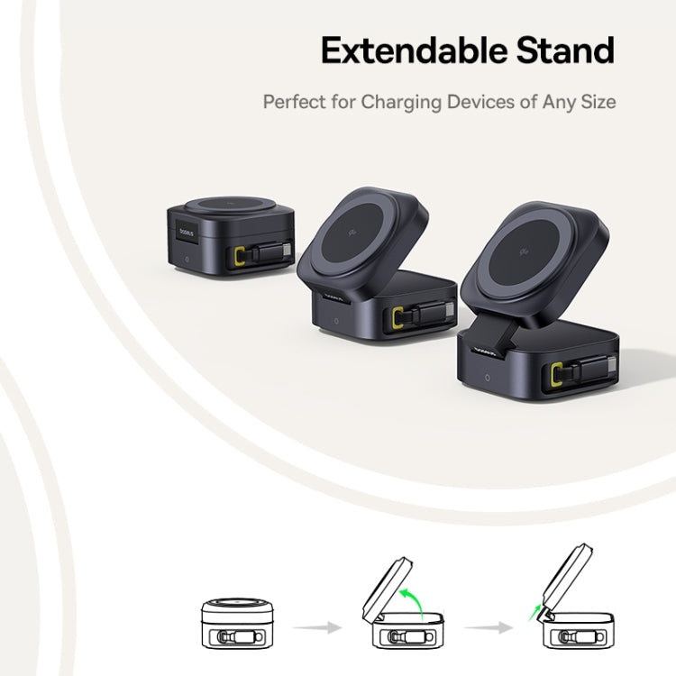 Baseus OS PicoGo Qi2 67W 2 in 1 Magnetic Wireless Charger with 1m Type-C to Type-C Elbow Data Cable(Black) - Wireless Charger by Baseus | Online Shopping UK | buy2fix