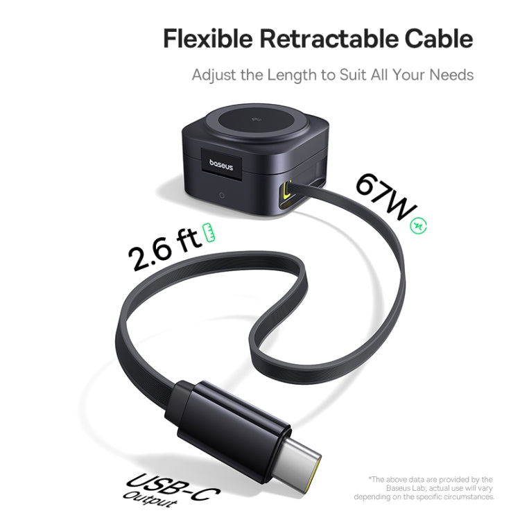 Baseus OS PicoGo Qi2 67W 2 in 1 Magnetic Wireless Charger with 1m Type-C to Type-C Elbow Data Cable(Black) - Wireless Charger by Baseus | Online Shopping UK | buy2fix