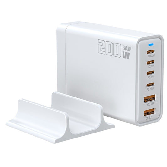 200W GaN 4 Type-C 2 USB Multi Ports Sharing Desktop Charger, Plug:US Plug(White) - Multifunction Charger by buy2fix | Online Shopping UK | buy2fix