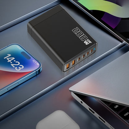 200W GaN 4 Type-C 2 USB Multi Ports Sharing Desktop Charger, Plug:US Plug(Black) - Multifunction Charger by buy2fix | Online Shopping UK | buy2fix