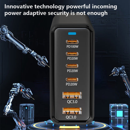 200W GaN 4 Type-C 2 USB Multi Ports Sharing Desktop Charger, Plug:UK Plug(Black) - Multifunction Charger by buy2fix | Online Shopping UK | buy2fix