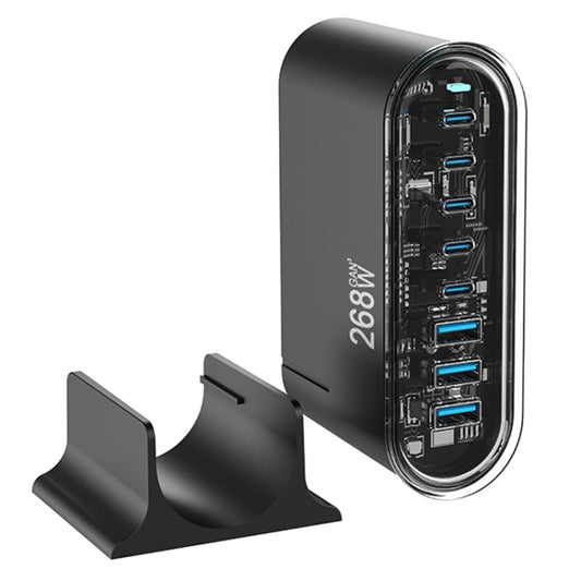 268W GaN 5 Type-C 3 USB Multi Ports Sharing Desktop Charger, Plug:US Plug(Black) - Multifunction Charger by buy2fix | Online Shopping UK | buy2fix