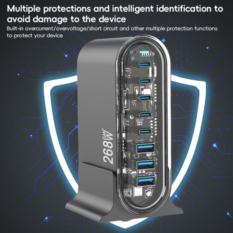 268W GaN 5 Type-C 3 USB Multi Ports Sharing Desktop Charger, Plug:EU Plug(White) - Multifunction Charger by buy2fix | Online Shopping UK | buy2fix