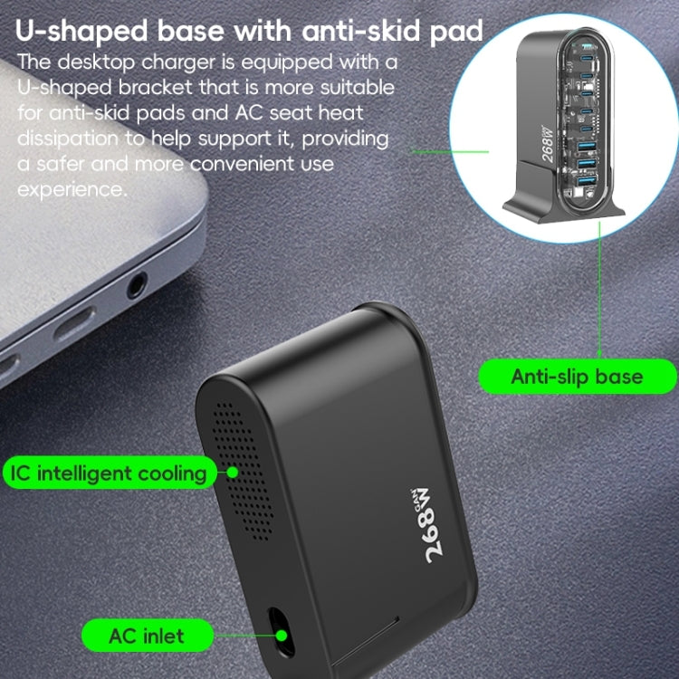 268W GaN 5 Type-C 3 USB Multi Ports Sharing Desktop Charger, Plug:UK Plug(White) - Multifunction Charger by buy2fix | Online Shopping UK | buy2fix