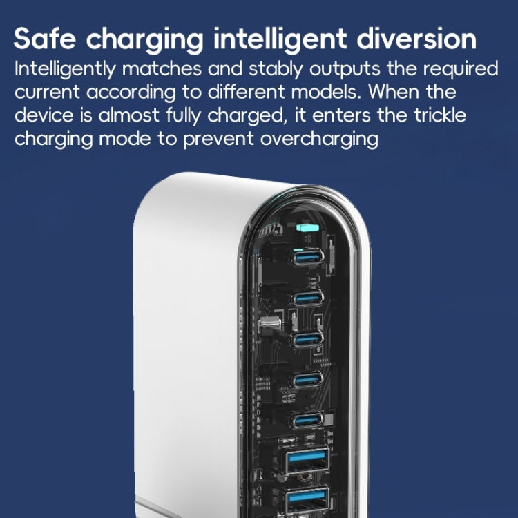 268W GaN 5 Type-C 3 USB Multi Ports Sharing Desktop Charger, Plug:UK Plug(White) - Multifunction Charger by buy2fix | Online Shopping UK | buy2fix