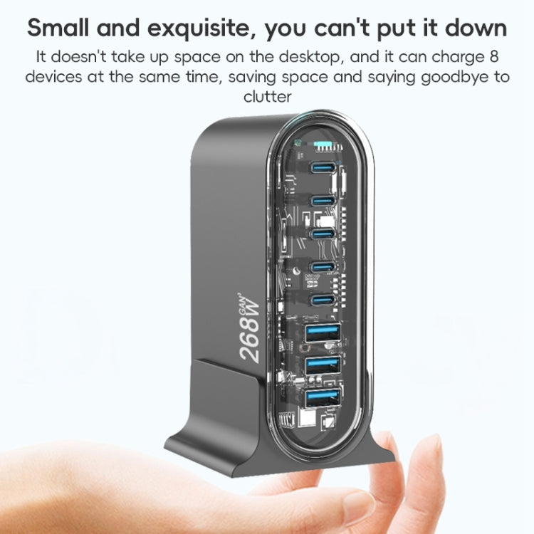 268W GaN 5 Type-C 3 USB Multi Ports Sharing Desktop Charger, Plug:UK Plug(White) - Multifunction Charger by buy2fix | Online Shopping UK | buy2fix