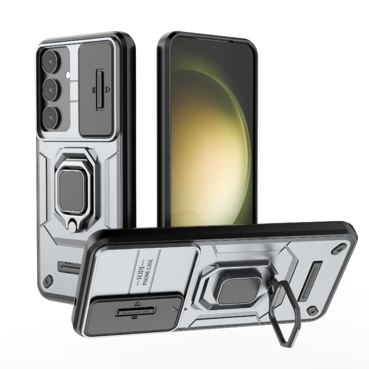 For Samsung Galaxy S25+ 5G Sliding Camshield TPU + PC Shockproof Phone Case with Holder(Grey) by buy2fix