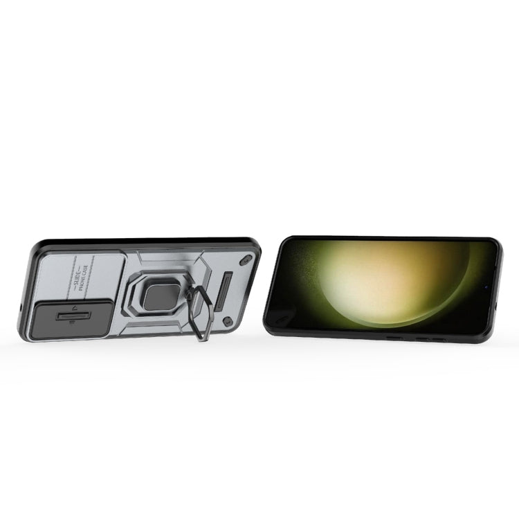 For Samsung Galaxy S25+ 5G Sliding Camshield TPU + PC Shockproof Phone Case with Holder(Grey) by buy2fix