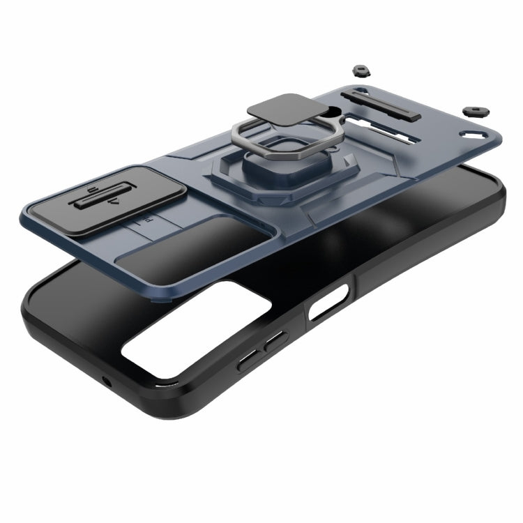 For Samsung Galaxy S25+ 5G Sliding Camshield TPU + PC Shockproof Phone Case with Holder(Grey) by buy2fix