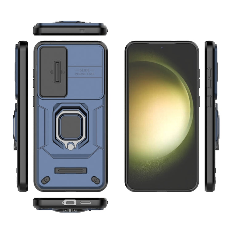 For Samsung Galaxy S25+ 5G Sliding Camshield TPU + PC Shockproof Phone Case with Holder(Blue) by buy2fix