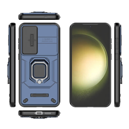 For Samsung Galaxy S25+ 5G Sliding Camshield TPU + PC Shockproof Phone Case with Holder(Blue) by buy2fix