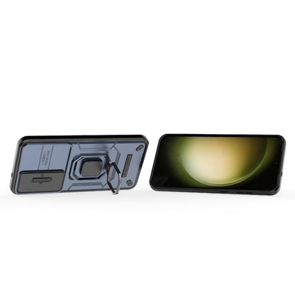 For Samsung Galaxy S25+ 5G Sliding Camshield TPU + PC Shockproof Phone Case with Holder(Blue) by buy2fix