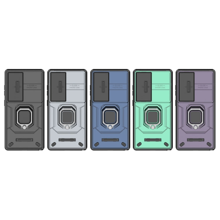 For Samsung Galaxy S25 Ultra 5G Sliding Camshield TPU + PC Shockproof Phone Case with Holder(Grey) by buy2fix