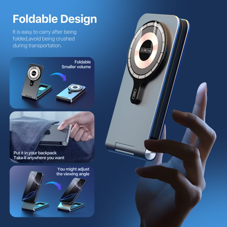 DUZZONA W22 15W 3 in 1 Foldable Magnetic Wireless Charging Stand(Grey) - Wireless Charger by DUZZONA | Online Shopping UK | buy2fix