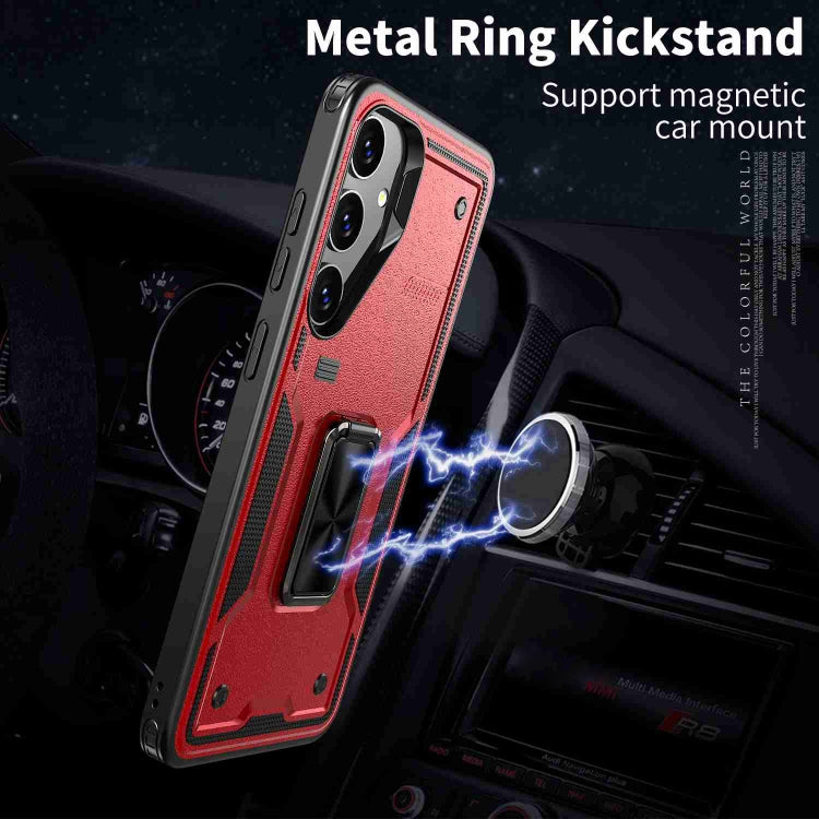 For Samsung Galaxy S25+ 5G Ring Holder PC Hybrid TPU Phone Case(Red) by buy2fix