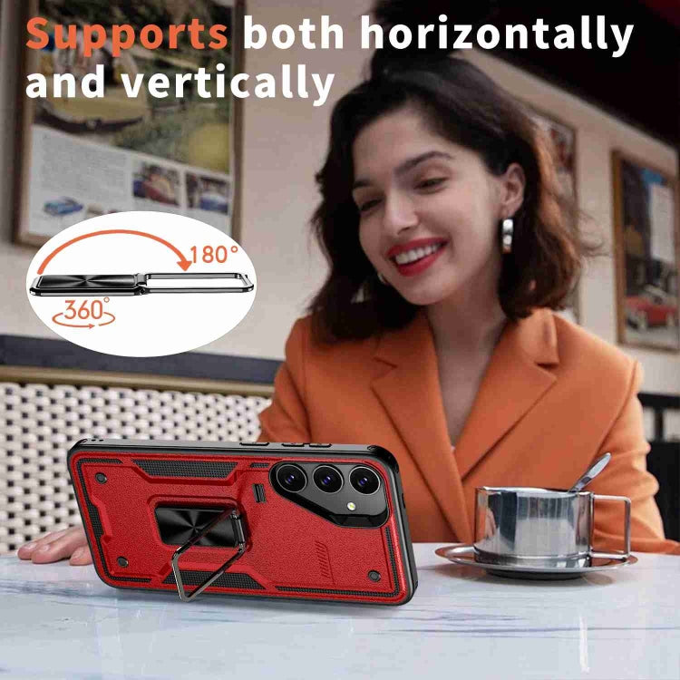 For Samsung Galaxy S25+ 5G Ring Holder PC Hybrid TPU Phone Case(Red) by buy2fix