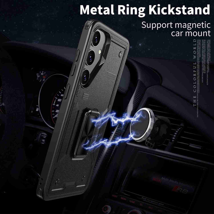 For Samsung Galaxy S25+ 5G Ring Holder PC Hybrid TPU Phone Case(Black) by buy2fix