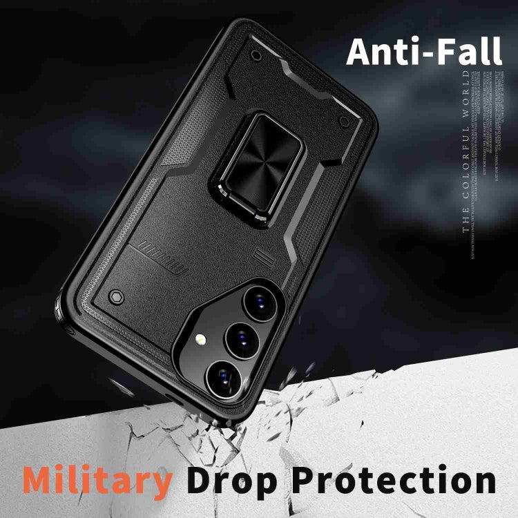 For Samsung Galaxy S25+ 5G Ring Holder PC Hybrid TPU Phone Case(Black) by buy2fix