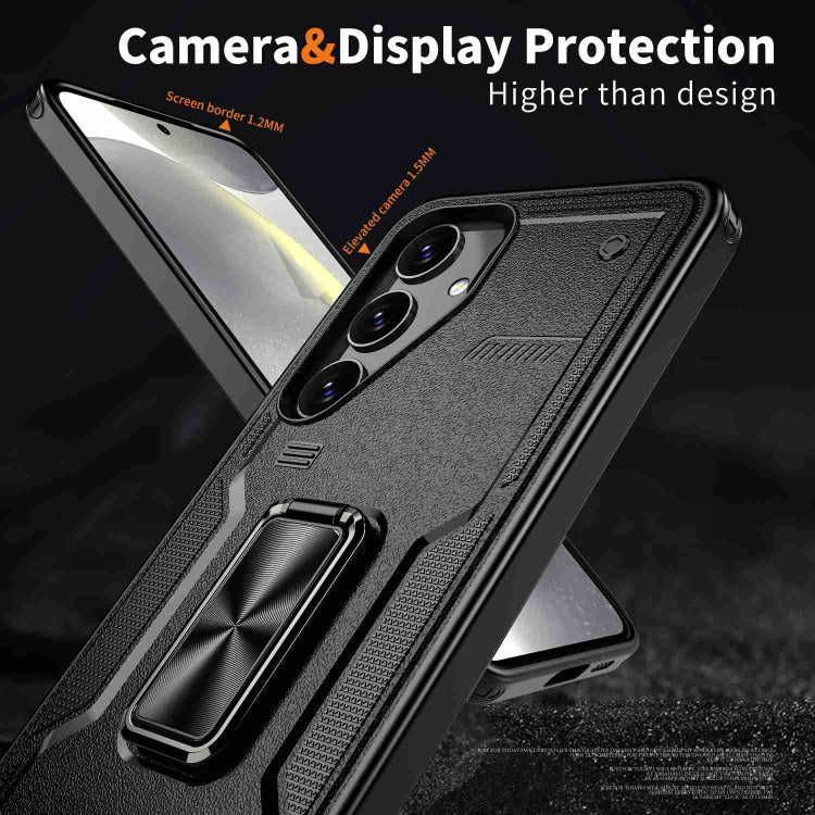 For Samsung Galaxy S25+ 5G Ring Holder PC Hybrid TPU Phone Case(Black) by buy2fix