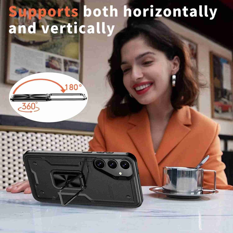 For Samsung Galaxy S25+ 5G Ring Holder PC Hybrid TPU Phone Case(Black) by buy2fix