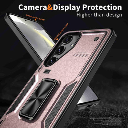 For Samsung Galaxy S25+ 5G Ring Holder PC Hybrid TPU Phone Case(Rose Gold) - Galaxy S25+ 5G Cases by buy2fix | Online Shopping UK | buy2fix