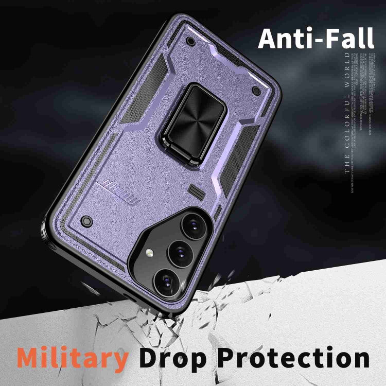 For Samsung Galaxy S25+ 5G Ring Holder PC Hybrid TPU Phone Case(Purple) by buy2fix