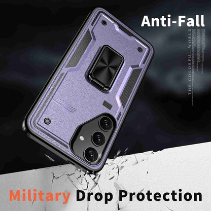 For Samsung Galaxy S25+ 5G Ring Holder PC Hybrid TPU Phone Case(Purple) by buy2fix