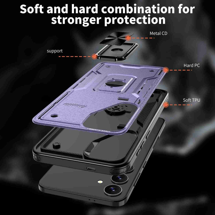 For Samsung Galaxy S25+ 5G Ring Holder PC Hybrid TPU Phone Case(Purple) by buy2fix