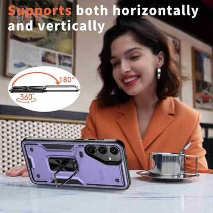 For Samsung Galaxy S25+ 5G Ring Holder PC Hybrid TPU Phone Case(Purple) by buy2fix