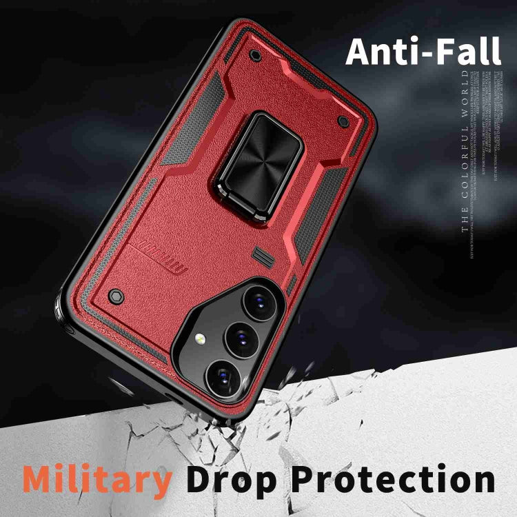 For Samsung Galaxy S25 Ultra 5G Ring Holder PC Hybrid TPU Phone Case(Red) by buy2fix