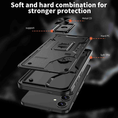 For Samsung Galaxy S25 Ultra 5G Ring Holder PC Hybrid TPU Phone Case(Black) by buy2fix