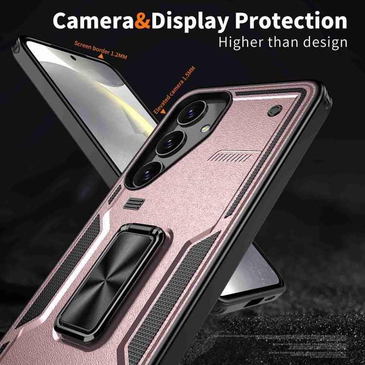 For Samsung Galaxy S25 5G Ring Holder PC Hybrid TPU Phone Case(Rose Gold) - Galaxy S25 5G Cases by buy2fix | Online Shopping UK | buy2fix