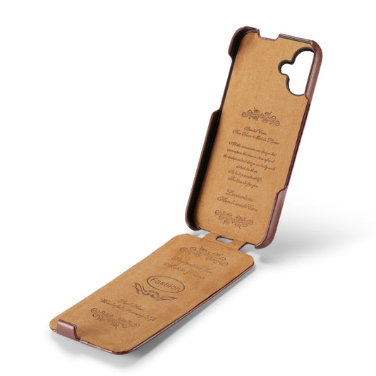 For iPhone 16 Fierre Shann 64 Texture Vertical Flip PU Leather Phone Case(Brown) by FIERRE SHANN
