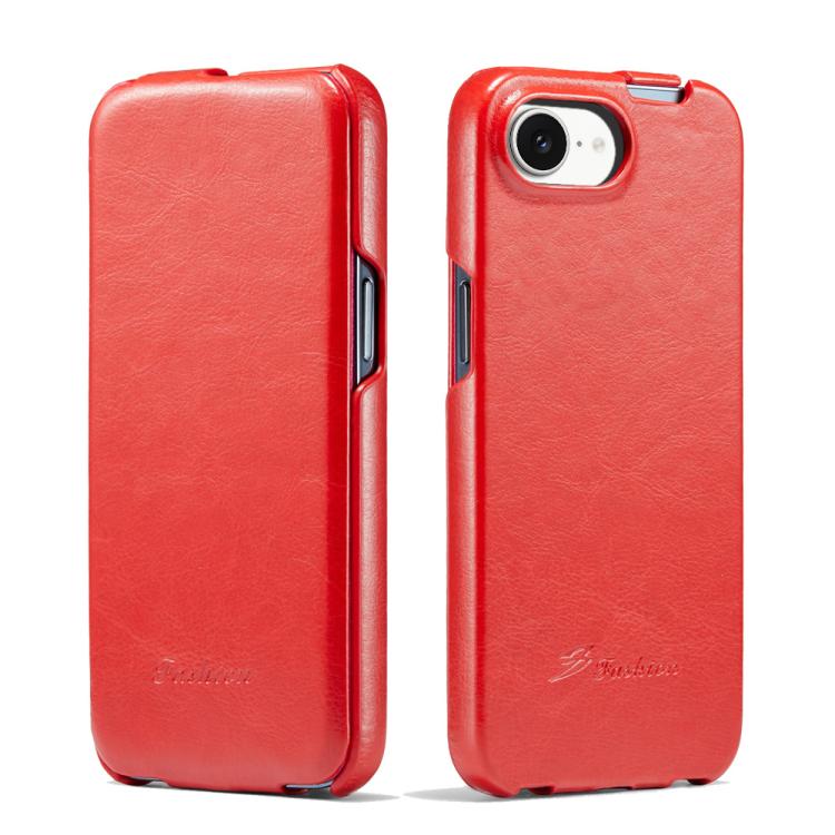 For iPhone 16e Fierre Shann 64 Texture Vertical Flip PU Leather Phone Case(Red) - iPhone 16e Cases by FIERRE SHANN | Online Shopping UK | buy2fix