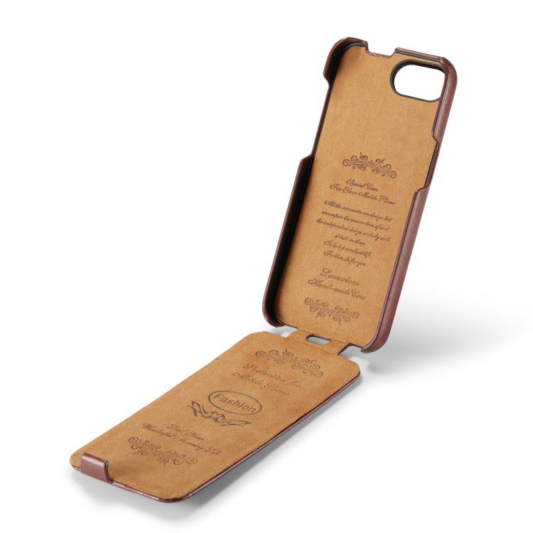 For iPhone 16e Fierre Shann 64 Texture Vertical Flip PU Leather Phone Case(Brown) - iPhone 16e Cases by FIERRE SHANN | Online Shopping UK | buy2fix